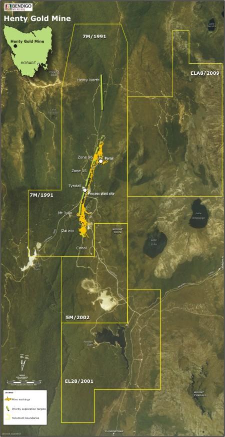 Henty Gold Mine location map.