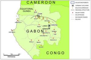 map of Gabon showing the location of the Oyem permit